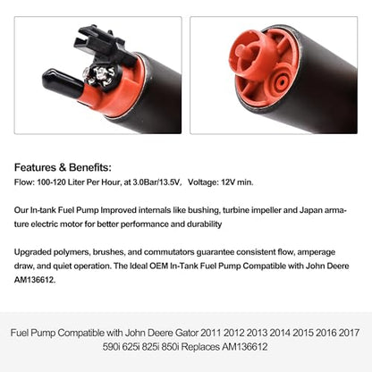 Intank Fuel Pump AM136612 AUC11498 Compatible with John Deere Gator - style: AUC11498