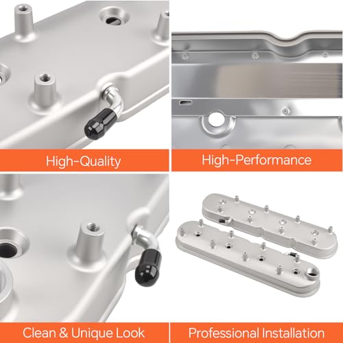 Cast Aluminum Valve Covers with Coil Mounts - color: Sliver, size: GM LS1-LS6