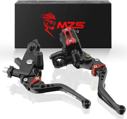 MZS Universal 7/8 Motorcycle Brake Master Cylinder Clutch Cable Levers Set