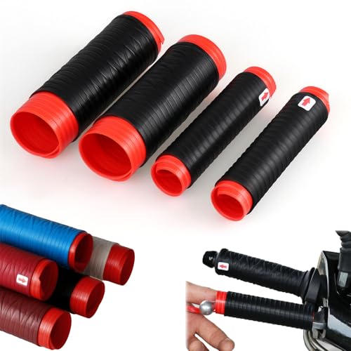 Universal Non-Slip Silicone Handlebar & Brake Lever Grip Covers, Ergonomic Wrap-Around Motorcycle Grips for Dirt Bike, E-Bike, Scooter, Mountain Bike (Black)