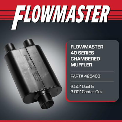 Flowmaster 40 Series Chambered Muffler – 2.50" Center In / 2.50" Offset Out - color: Dual In / Center Out