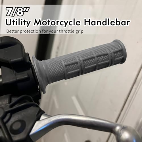2PCS Motorcycle Handlebar Grips, 7/8 & 1 Inch Non-Slip Grips (Gray) - color: Gray