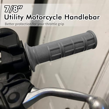 2PCS Motorcycle Handlebar Grips, 7/8 & 1 Inch Non-Slip Grips (Gray) - color: Gray