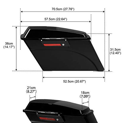 TCMT Hard Saddlebags 6X9" Speaker Lids & Liners Carpet Insert + LED Rear Fender Fit For Harley Touring Road King Electra Glide Street Glide Road Glide Ultra Classic 2009-2013 - color: Rear Fender Smoke Lens, size: Hard Saddlebags 6x9" Lids(Black Latches)
