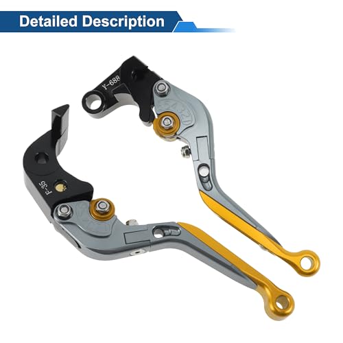 Brake Clutch Levers for Yamaha YZF-R7 21-25 6 Position Adjustable - color: Titanium Handle Gold Tone End