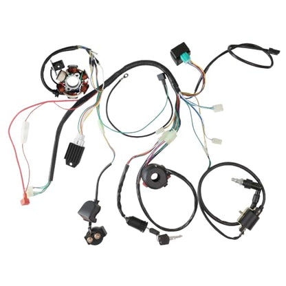 PRO BAT Full 125cc ATV Electrical Wiring Harness 5-Pin AC CDI 6-Coil Stator - color: White Spark Plug, size: Half-wave Rectifier