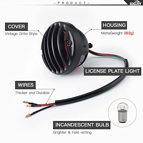 Motorcycle Tail Lights Chopper Side Mount Taillight Incandescent Brake License Plate Light Compatible for Harley Bobber Cafe Racer Cruiser Honda Shadow Yamaha Suzuki Kawasaki(Halogen) - color: Halogen