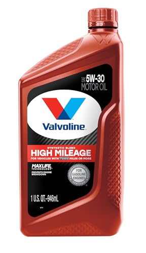 Valvoline High Mileage with MaxLife Technology 5W-30 Synthetic Blend Motor Oil 1 Quart - size: 1 qt (Pack of 1), style: High Mileage