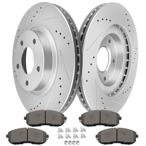 SCITOO Brake Kits Front Slotted Brakes Rotors Ceramic Brake Pad:31306;D815 - size: Front 31306 + D815 [2+4PCS]