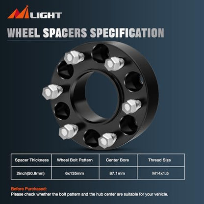 Nilight F150 Wheel Spacers 6x135 for 2015-2022 Ford F150, 4PCS - size: 15-22 F150 2inch
