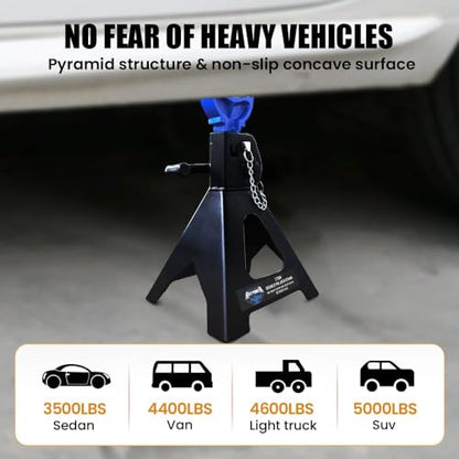 ANTPOWER Car Jack Stands 3 Ton (6,600 lbs) with Double Locking Heavy Duty 11.2"-16.8" Adjustable for Lifting SUV, Pickup Truck Garage 6000 lbs Capacity 1 Pair - style: double locking