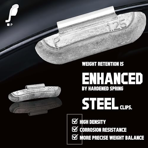 P Type 1.5oz Wheel Weights Lead Clip on 50Pcs/Box Fits Steel Rim - size: P-1.5 Oz