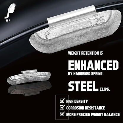 P Type 0.5oz Wheel Weights Lead Clip on 50Pcs/Box Fits Steel Rim - size: P-0.50 Oz