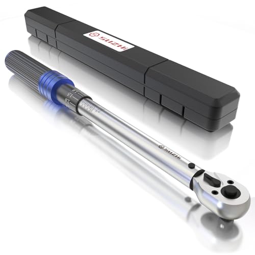 SuZhi 3/8 Inch Drive Torque Wrench 10-100ft.lb/13.6-135.6Nm, 72 Teeth, Longer 18.3'' Alloy Aluminum & Cr-Mo Material for Car Wheel nut (usually 88 ft lb) & Motorcycle, Spark Plug, Oil change - size: 3/8'' 1pc