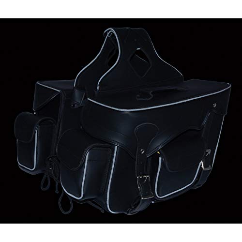 Milwaukee Leather SH66602 Zip-Off Double Pocket PVC Throw Over Motorcycle Saddlebags - One Size