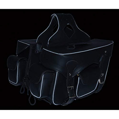 Milwaukee Leather SH66602 Zip-Off Double Pocket PVC Throw Over Motorcycle Saddlebags - One Size