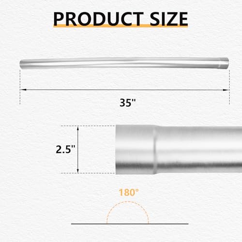 LCGP 2.5" Custom Mandrel Straight Exhaust Pipe, 35" Long, Made of Mild Steel Fit 2.5 Inch Exhaust System - size: 2.5 Inch, style: 35" Long