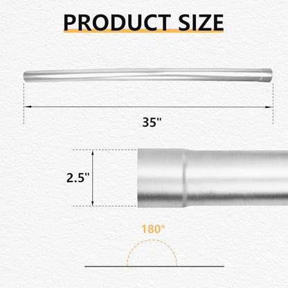 LCGP 2.5" Custom Mandrel Straight Exhaust Pipe, 35" Long, Made of Mild Steel Fit 2.5 Inch Exhaust System - size: 2.5 Inch, style: 35" Long