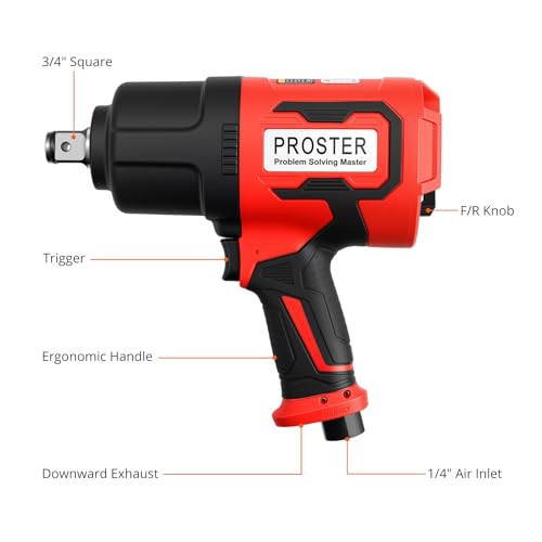 Proster 3/4" Air Impact Wrench 2000Ft-Lbs Torque 7000RPM w/ 32/33mm Sockets - size: 3/4 Inch