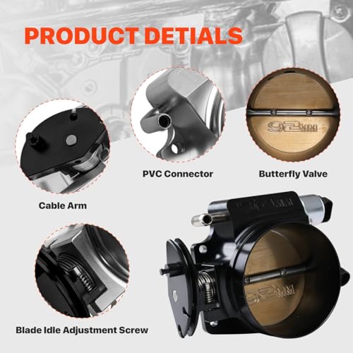 92mm Throttle Body Assembly with TPS IAC - color: black, size: 92mm with TPS IAC