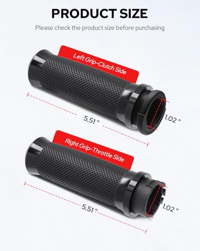 Motorcycle Hand Grips Handlebar Grips Cable Throttle Fit for Harley ’02-’17 VRSC, ’96-Later XL, ’08-’13 XR, ’96-’17 Dyna (Except FXDLS), ’96-’07 Touring - color: Black
