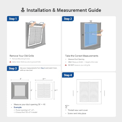 Steel Return Air Grille, Fits Universal Duct Opening, White HVAC Cold Air Intake Vent Cover for Sidewall & Ceiling, Stamped Durable Steel Outer Dimensions for Ventilation (14" W x 6" H)