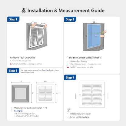 Steel Return Air Grille, Fits Universal Duct Opening, White HVAC Cold Air Intake Vent Cover for Sidewall & Ceiling, Stamped Durable Steel Outer Dimensions for Ventilation (14" W x 6" H)
