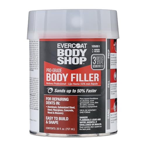 Evercoat Body Shop 105001 프로 등급 바디 필러, 알루미늄, 유리 섬유 등의 찌그러짐을 위한 빠른 건조 및 경량 다목적, 쉬운 혼합 경화제 포함, 763ml(26온스) - size: 26 Fl Oz., style: 바디 필러