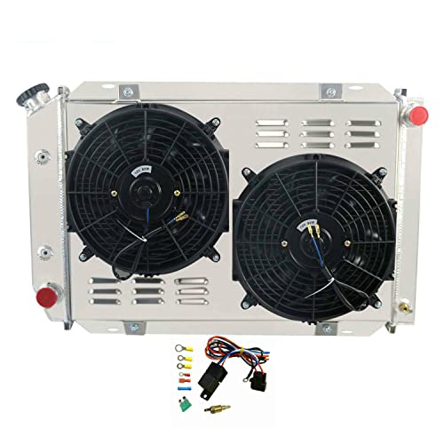 3 Row Radiator Compatible with 1980-1993 Ford Mustang GT/LX Foxbody 5.0L 2.3L Automatic/Manual Performance Cooling 3-Core 1988 1989 1987 (3-Row Radiator Fans Set) - size: 3-Row Radiator Fans Set