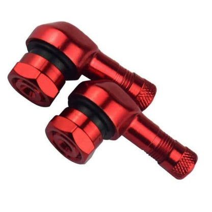 TEAMWILL 2PCS Motorcycle CNC Aluminum 11.3mm Tire Wheel Stem Valve 90 Degree Angled (Red) - color: Red