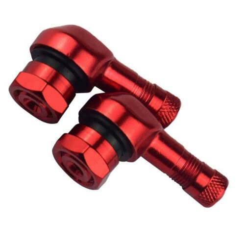 TEAMWILL 2PCS Motorcycle CNC Aluminum 11.3mm Tire Wheel Stem Valve 90 Degree Angled (Red) - color: Red