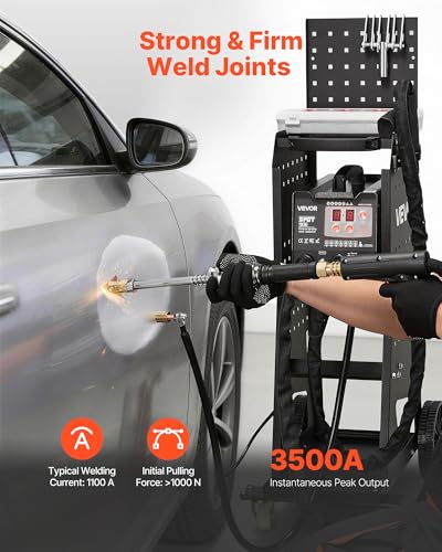 VEVOR Stud Welder Dent Repair Kit & Welding Cart, 3KW Spot Welder with 2 Welding Guns and 7 Modes, 110V Auto Body Spot Welding Dent Repair Machine for Steel Panel Repair