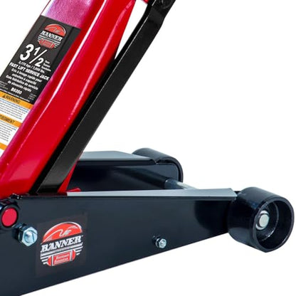 Blackhawk B6350 Black/Red Fast Lift Service Jack - 3.5 Ton Capacity, 28 1/2" L x 13 3/4" W x 6 1/2" H