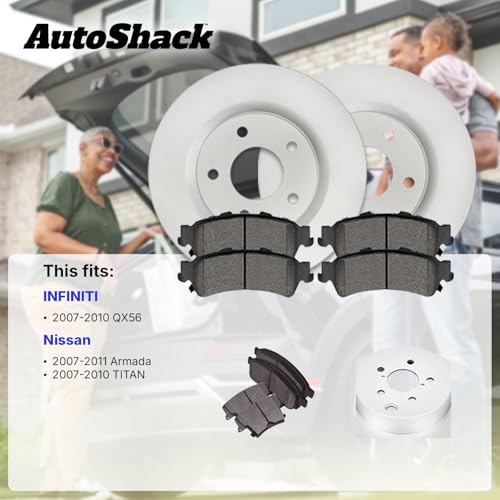 AutoShack Front Vented & Rear Solid Coated Rotors & Ceramic Pads - style: ArmorStop & Pad