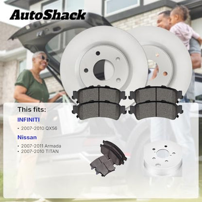 AutoShack Front Vented & Rear Solid Coated Rotors & Ceramic Pads - style: ArmorStop & Pad