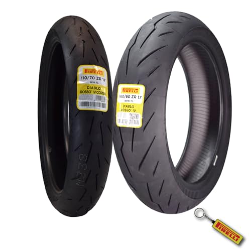 Pirelli Diablo Rosso IV Front & Rear Tire Set 110/70 ZR 17 & 160/60 ZR 17 - size: 110/70 ZR 17 54W; 160/60 ZR 17