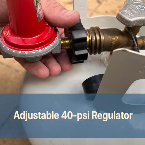 Bayou Classic Adjustable Propane Regulator with Hose - 0-40 PSI, 48-Inch - Plastic - size: 48-Inch LPG Hose