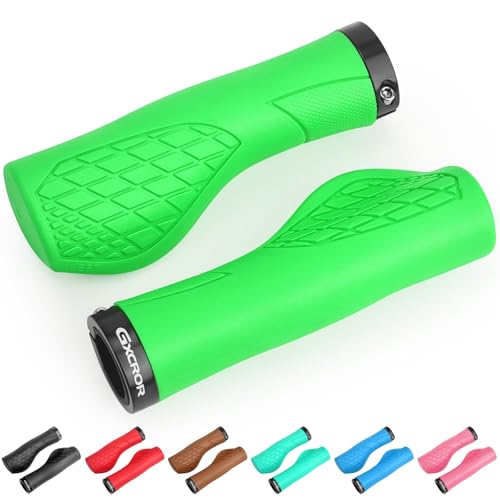 GXCROR Bike Grips,Ergonomic Bicycle Handlebars Grips Shock Absorbing Dual-Density Silicone,Universal 22.2mm Fit with 3D Non-Slip Pattern,Scooter Grips - color: Green