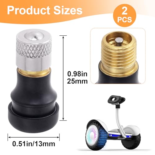 Tubeless Tire Valve Stems for Electric Scooter - color: Black&Yellow&Silver, 2 Pcs