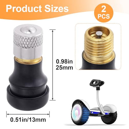 Tubeless Tire Valve Stems for Electric Scooter - color: Black&Yellow&Silver, 2 Pcs