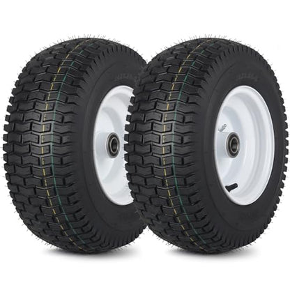 GICOOL 16x6.50-8 Tubeless Tire and Wheel, 【1" Bearing, 4" Centered Hub】,16x6.5-8" Lawn Mower Tires, Universal Fit Riding Mower and Garden Tractor Front Wheels, 4 Ply, V-Turf Pattern, 2 Pack - size: 16x6.50-8 Tubeless (4" Centered Hub,1" Bore)