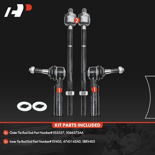 A-Premium Front Inner Outer Tie Rod End Kit Fix Uneven Tire Wear
