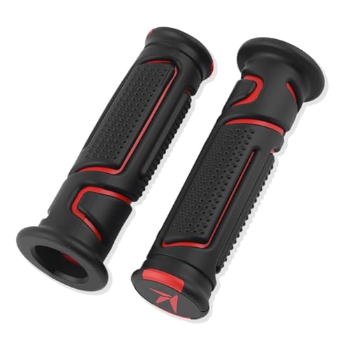 Cool Anti-Slip Dirt Bike Grips,ID 24mm 1" & 22mm 7/8" Motorcycle Grips Kit with Two-Colour Design,Universal Handlebar Grip Dirt Bike Accessories for Most Motocross ATV (Red)