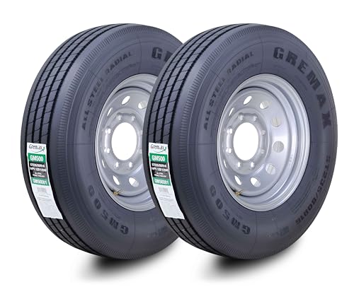GREMAX All Steel Trailer Tire Wheel ST235/80R16 14PR 8X6.5" Silver Mod Pk2 - size: ST235/80R16-14-Ply