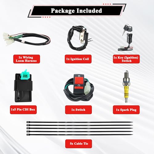 Rebuild Kick Start Dirt Pit Bike Wire Harness Wiring Loom Kit - color: Yellow A7TC Spark Plug