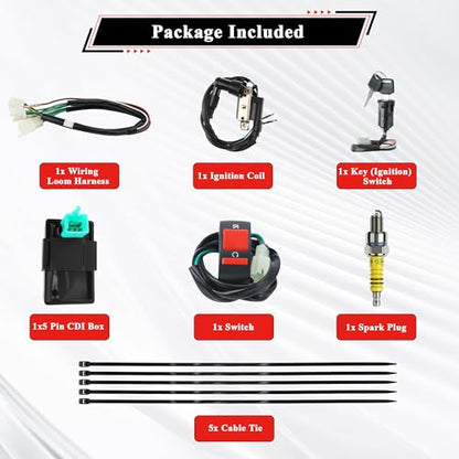 Rebuild Kick Start Dirt Pit Bike Wire Harness Wiring Loom Kit - color: Yellow A7TC Spark Plug