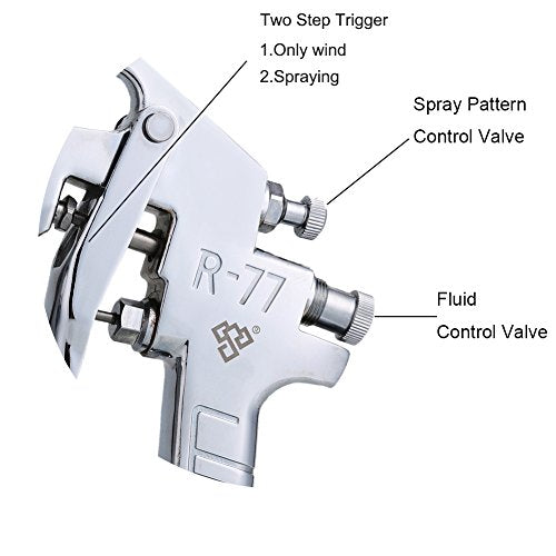 Ouya R77P Paint Sprayer Pressure Feed High Efficiency Spray Gun Nozzle Size 2.5mm - size: Nozzle Size 2.5mm