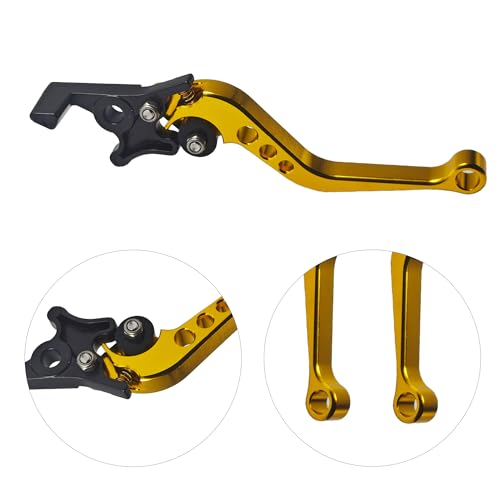 1 Pair Gold Motorcycle Brake Clutch Levers, CNC Aluminum Alloy Handle Set for Scooter Motorbike, Adjustable Replacement Parts - color: Gold