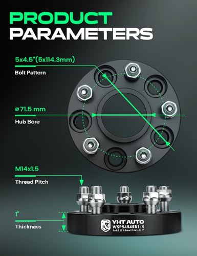 YHTAUTO 5x4.5 Hub Centric Wheel Spacers 1 Inch for Chrysler, Dodge - size: 1 Inch Thickness, style: 4 PCS