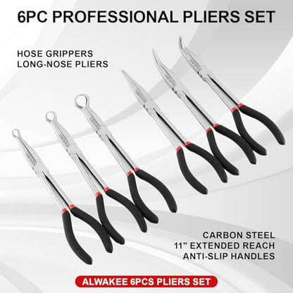 6PC 11" Long Reach Needle Nose Pliers Set